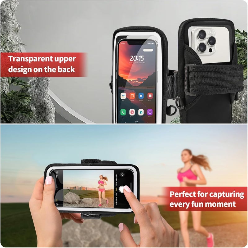 Kebrela Phone Holder for Running, Walking & Workout, Cell Phone Armband with Carabiner, Clear Crossbody Phone Pouch Purse with Adjustable Lanyard for iPhone and Android - Suitable for Women and Men - Image 4